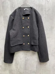 ZARA ザラ ダブルボタン ノーカラー ジャケット sizeS/グレー ◇■レディース