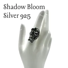 【陰影の薔薇】 ローズ ボタニカル SILVER 925 刻印 Vintage Design Ring シルバー デザイン リング 15号 ユニセックス 大ぶり ワイド 個性的 ユニーク