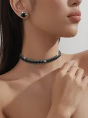 ジュエリー レディース セット ブルー キラキラ ジュエリーセット ネックレス ピアス パーティー服にもアクセントにぴったりのアイテム