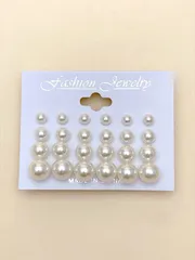 ジュエリー レディース イヤーアクセサリー セット  ファッショナブルな人工真珠スタッドピアスセット 12ペア入り レディース デイリー使用