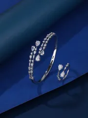 ジュエリー レディース セット 女性向け　豪華な輝きの輝石とマルチストーンデザインを特徴とするブレスレットリングの2点セット。普段使いや特別な贈り物に適しています。