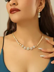 ジュエリー レディース セット ラウンドネックレス ピアス3点セット ゴールド 高級ウェディングジュエリー