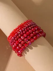 ジュエリー レディース ブレスレット セット 7個セット ボヘミアンスタイル ファセットクリスタルビーズブレスレットセット、多目的、日常着にも適しています(長さによりビーズ数が異なる可能性があります)