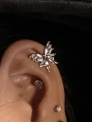 ジュエリー レディース イヤーアクセサリー ラインストーン装飾蝶の羽型イヤーカフ 1 個