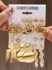 ジュエリー レディース セット 11ペア ウィンテージ調 シルバー ジオメトリック ピアスセット (女性用)