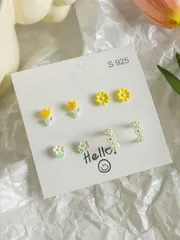 ジュエリー レディース イヤーアクセサリー セット  8個セット セラミック スプレー ペイント スタッドピアス 女性用 シンプルウィーク 組み合わせ 可愛い 高校生 大学生 ファッション