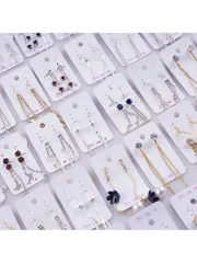 ジュエリー レディース イヤーアクセサリー  20個入りエレガントなファッションラインストーンスター&ティアドロップタッセルピアス、女性の日常、祭り、結婚式、パーティー、ギフトアクセサリーに適しています、ランダムス