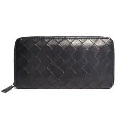 【BOTTEGAVENETA】ボッテガヴェネタ　イントレチャート　ラウンドファスナー　ブラック　レザー　長財布　S02048194A　メンズ　中古　質屋