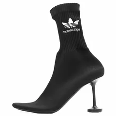 SALE【新品同様】BALENCIAGA バレンシアガ × adidas コラボレーション ソックスブーティ サイズ 36 レディース SOCK BOOTIE リブニット ハイヒール シューズ 靴 箱・袋付属 ブラック ホワイト 黒 白 イタリア製のサムネイル