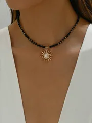 ジュエリー レディース ネックレス クリエイティブデザイン　星月太陽　ライスビーズ　ペンダント　レディースネックレス1個