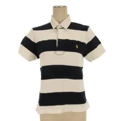ラルフローレン RALPH LAUREN ボーダー ポロシャツ 半袖 ネイビー ホワイト M 260109E ■FF
