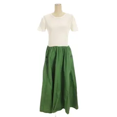 ザラ ZARA カットソー フレア ワンピース ロング 半袖 切替 ホワイト M