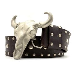 HYSTERIC GLAMOUR　スタッズベルト バッファローバックル レザー 静かに牙を覗かせる】 HYSTERIC GLAMOUR スタッズベルト バッファロー