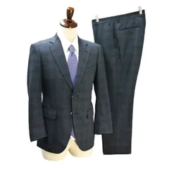 JET CRUISE 麻布テーラー WORLD TRAVELER 2つボタン シングルスーツ AB4 M ダークグレー チェック ストレッチ 春秋冬 6ND046 【送料無料】【中古】【メンズビジネス】202604