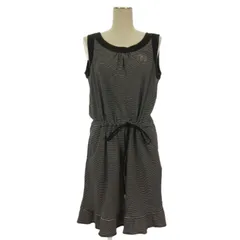 インゲボルグ INGEBORG ボーダー ノースリーブ ワンピース ブラック 11 ■GY12