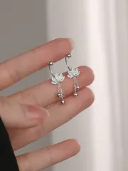 ジュエリー レディース イヤーアクセサリー S925スターリングシルバー ロータス タッセル ドロップピアス、ミニマリストの花 ネジバックパールピアス、女性への バレンタインプレゼント