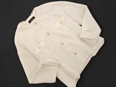 green label relaxing グリーンレーベルリラクシング ユナイテッドアローズ ノーカラー フリンジ ニット ジャケット オフホワイト ■◇ レディース