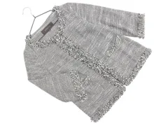 Jewel Changes ジュエルチェンジズ ユナイテッドアローズ フリンジ ノーカラー ジャケット size36/黒 ■◇ レディース