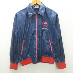 t■80’S レトロ■MLB ニューヨークヤンキース ナイロンジャケット/衿付き■紺【メンズM】富士紡績/メジャー/86【中古】のサムネイル