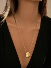 ジュエリー レディース ネックレス 1個 ミニマリスト ジオメトリック アシンメトリー オーバル ウォータードロップ ペンダントネックレス、軽量 高級ファッション鎖骨チェーン、女性のパーティー、デート、通勤、ビジネ