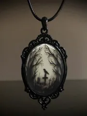 ジュエリー レディース ネックレス 1個 ゴシック ガーネット クロス ガラスペンダントネックレス、ハロウィン