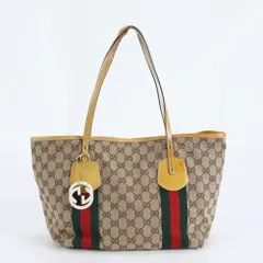 美品 グッチ GGキャンバス シェリー ライン ジョリー 211971 レザー トート バッグ 肩掛け ショルダー レディース RWM DS14-2【中古】