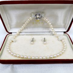 輝き✨本真珠 アコヤパール ネックレス&イヤリングセット7.01mm〜冠婚 