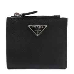 プラダ PRADA サフィアーノトライアングル 三角ロゴ ロゴプレート 二つ折り 財布 2ML049 ブラック ☆AA★