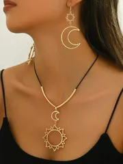 ジュエリー レディース セット ヴィンテージレトロスタイル 3点セット ネックレス ピアス ジュエリー セット レディース 太陽 三日月 月形