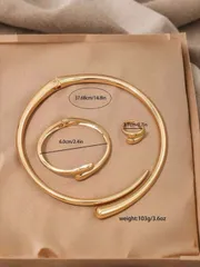 ジュエリー レディース セット 3個セット ヨーロピアンスタイル ティアドロップブレスレット リング チョーカーネックレスセット、多様用途、日常着用に適し、友人への素晴らしいギフト