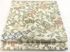平和屋着物◎アンティーク　大正ロマン　丸帯　松皮菱草花文　金糸　正絹　逸品　BAAX4687qw