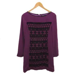 ナネットレポー nanette lepore ワンピース 長袖 ひざ丈 4 紫 パープル 01-10001 ■YHS10