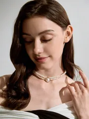 ジュエリー レディース セット フェイクパール装飾 フェイクパールビーズチョーカー&イヤリング クリスマス ウィンター クリスマスギフト