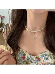 ジュエリー レディース ネックレス 女性用 ヒトデ&真珠ネックレス、ユニークなデザイン上品なチョーカーネックレス、多目的でファッショナブルなカラーチャームジュエリー