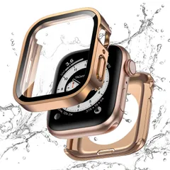【新着商品】【フルカバー保護】Kawoco アップルウォッチ 防水 カバー Apple Watch SE Series 9 8 7 対応 45mm ケース 2 in 1 前後の保護 二重構造 耐衝撃 iWatch 一体型 ケース 45mm ローズゴールド