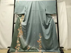 平和屋着物■訪問着　駒刺繍　螺鈿　枝葉舞蝶文　暈し染め　金彩　ロング丈　正絹　逸品　CABF5939oy