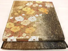 平和屋着物◎六通柄袋帯　唐織　草花文　金銀糸　正絹　逸品　AABI1013yxのサムネイル