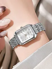 腕時計 レディース クォーツ 1個 レディース カジュアル ビジネス エレガント ローマン数字 スモールダイヤル スクエア メタルチェーン クォーツ 鋼の腕時計、学校復帰、誕生日、記念日、ハロウィーンのギフトに適し