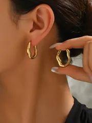 ジュエリー レディース イヤーアクセサリー  1ペア 非対称テクスチャーイヤリング、個性的なデザイン魅力を演出、ミニマリストでありながらファッショナブル、あらゆるシーンで活躍