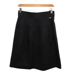 ダックス DAKS フレアスカート ひざ丈 総柄 42 黒 ブラック 11-221469 ■YHS9