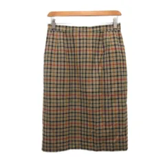 ダックス DAKS スカート ひざ丈 チェック ウール ベージュ 約M ■YHS10