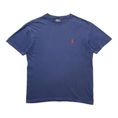 USA 古着 POLO RALPH LAUREN ポロ ラルフローレン クルーネック Tシャツ 刺繍 メンズS ネイビー BA5334