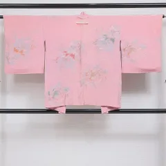 羽織 袷 身丈76cm 裄丈64cm 正絹 Cランク 一つ紋（五三桐） セミフォーマル Mサイズ 紐あり 牡丹 古典的 優しい ピンク系 RP 1232-16160