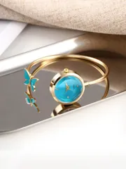 腕時計 レディース クォーツ 女性用ファッション腕時計、蝶のデコレーション、ラウンドダイヤル ラインストーン付き、ミニマリストクォーツムーブメント、デイリーウェアに適し、誕生日プレゼント、パーティー、休日、高品質