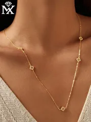 ジュエリー レディース ネックレス 1個 925スターリングシルバー パーソナライズ セクシーシェイプタッセルネックレス、セーターチェーン、輝くジルコニア製四つ葉のクローバーデコレーション、調整可能な繊細なチェーン