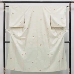小紋 袷 身丈146cm 裄丈62cm ポリエステル 洗える着物 Cランク インフォーマル 広衿 XSサイズ 鼓 青海波 古典的 控え目 緑系 RP 1221-16316のサムネイル
