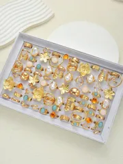 リング レディース セット 20個セット 人工宝石インレイ合金製レディースリングセット、エレガントなラグジュアリーなミックススタイルマルチリング、パーティー、結婚式、日常着用、ファッションジュエリーギフトに適してい