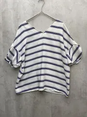 Rope Picnic ロペピクニック ボーダー 袖スリット 半袖 2way ブラウス シャツ size38/白ｘ青 ■◆レディース