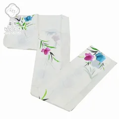＼最大20%OFF★GW駆け込みSALE／  【中古】 リサイクル着物 浴衣 身丈156.5cm 裄丈65cm 単品 レディース 夏物 化繊 夏祭り 花火大会 M 白系 花文様 良品 [ 着物 中古 帯 リサイクル 振袖 浴衣 袴 和服 古着 ] rr0447