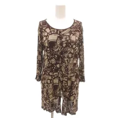 セシオセラ CECI OU CELA 美品 チュニック 絹 シルク M 茶 ブラウン ベージュ 長袖 ラウンドネック 抽象柄 /YJ ■GY61